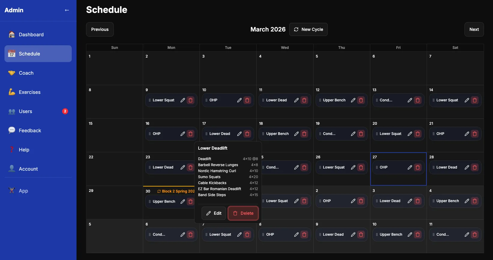 SD Elite Training — admin dashboard